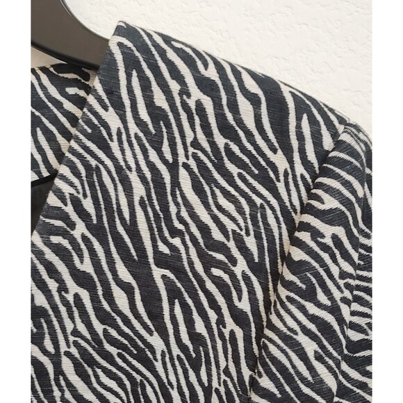 H&M Womens Size 10 Animal Print Front Snap Cropped Blazer Jacket Boho 90s Y2K - Picture 4 of 12